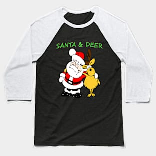 Santa and Deer Baseball T-Shirt